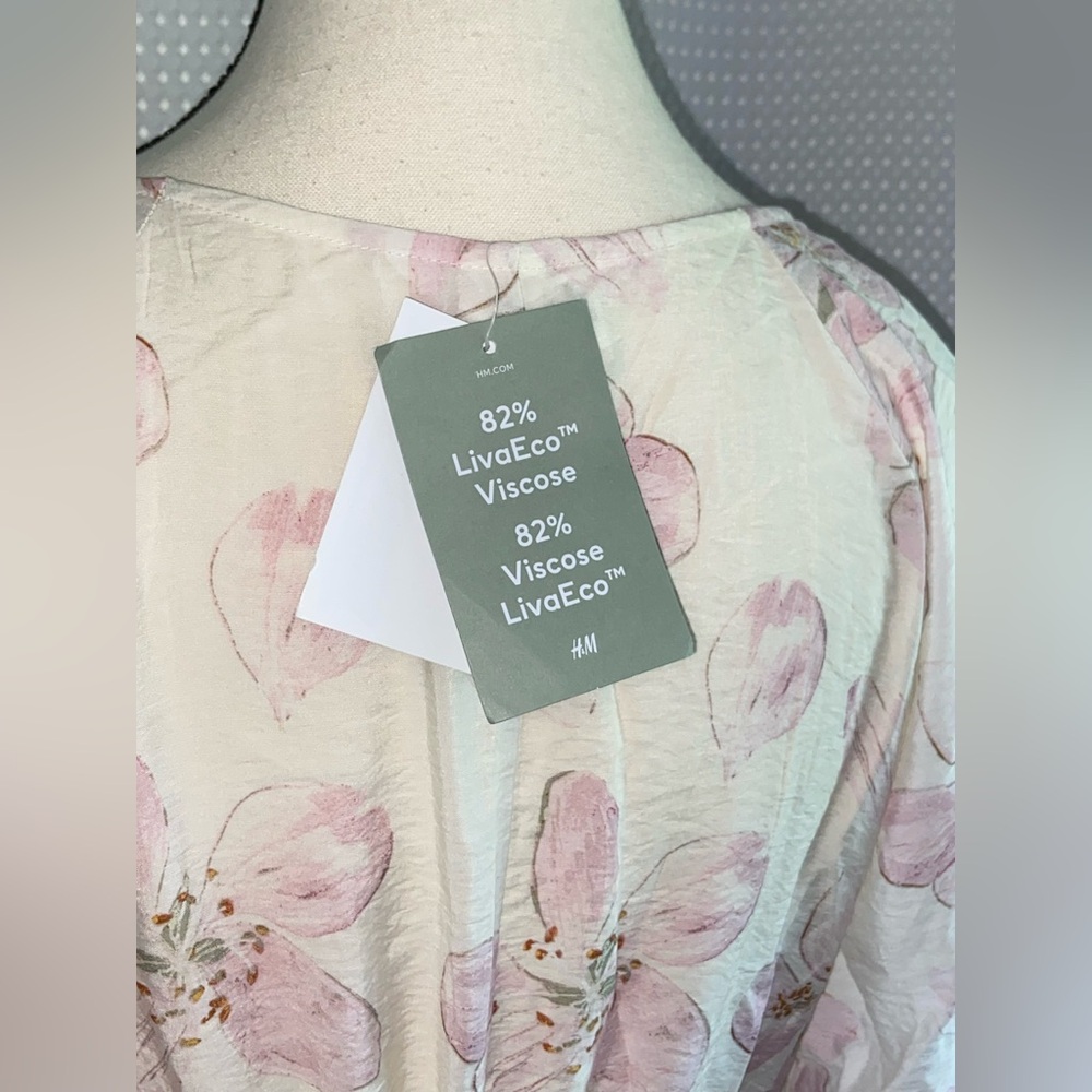 H&M maxi TIE-BELT floral summer DRESS WITH BUTTONS size small NWT - Picture 11 of 14